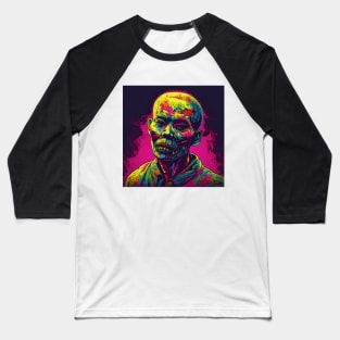 Asian Korean Zombie in neon bright lights Baseball T-Shirt